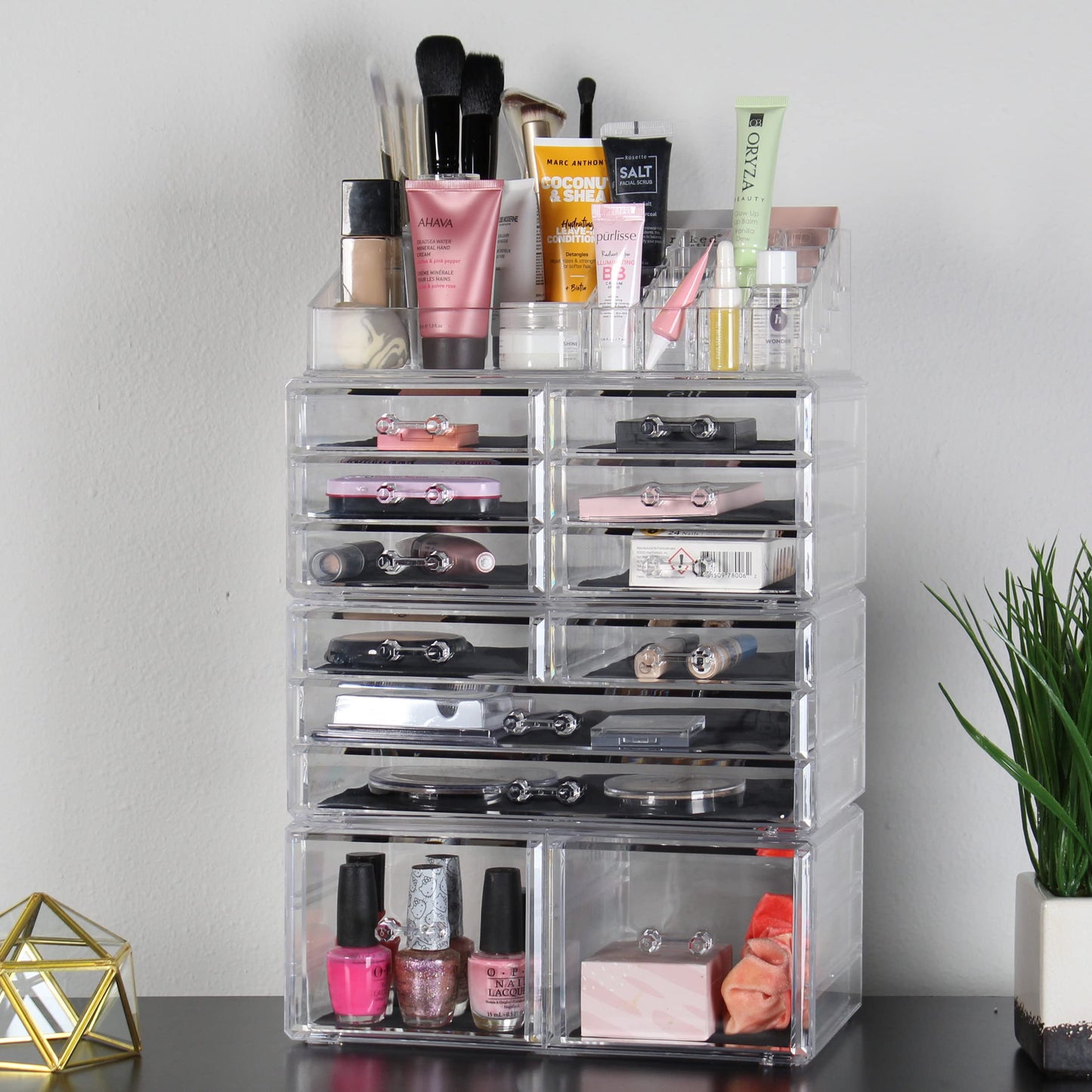 7Penn Extra Large Makeup Organizer Stand - 4pc Stackable Make Up Organizers and Storage for Vanity and Bathroom Counters