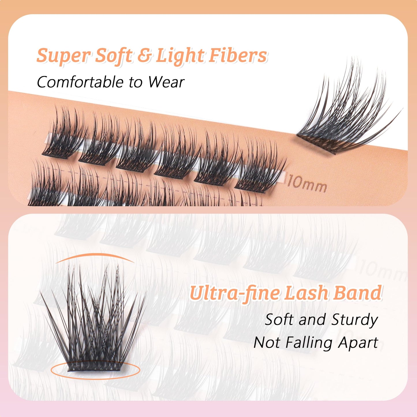 LA MAESII Lash Clusters, Volume Cluster Lashes DIY Eyelash Extensions, Wispy Individual Lashes False Eyelashes Clusters, Soft & Thin Band Reusable 10-12-14mm (Volume-C)