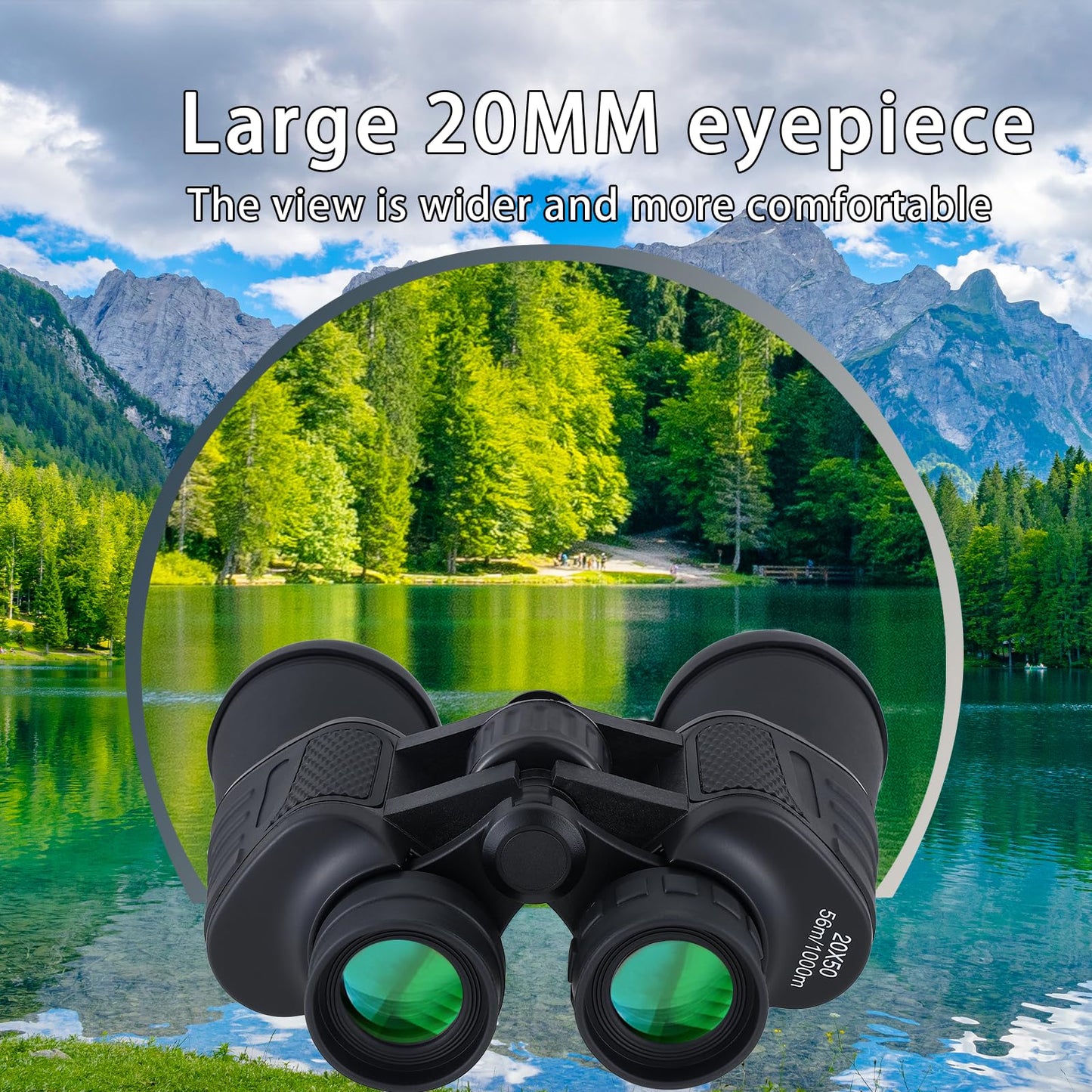 Herwicm Adult Binoculars 20x50 Large Viewing Angle High Power Binoculars Military Compact HD Professional/Daily Waterproof for Bird Watching Trips Hunting Binoculars with Tote