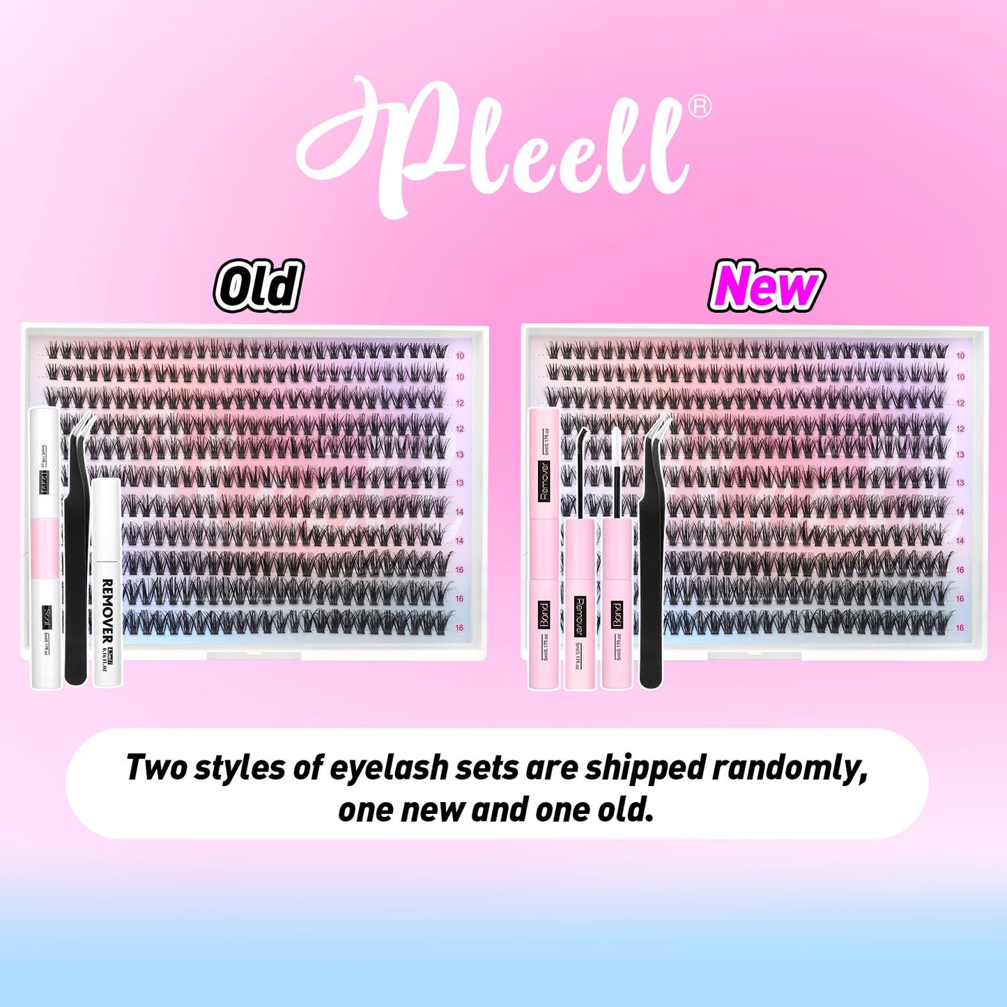 DIY Lash Extension Kit 330 Clusters Eyelash Extension Kit Fluffy Individual Lashes Natural Look with Lash Bond and Remover Lash Applicator 10-16MM Wispy False Eyelashes Clusters Kit by Pleell