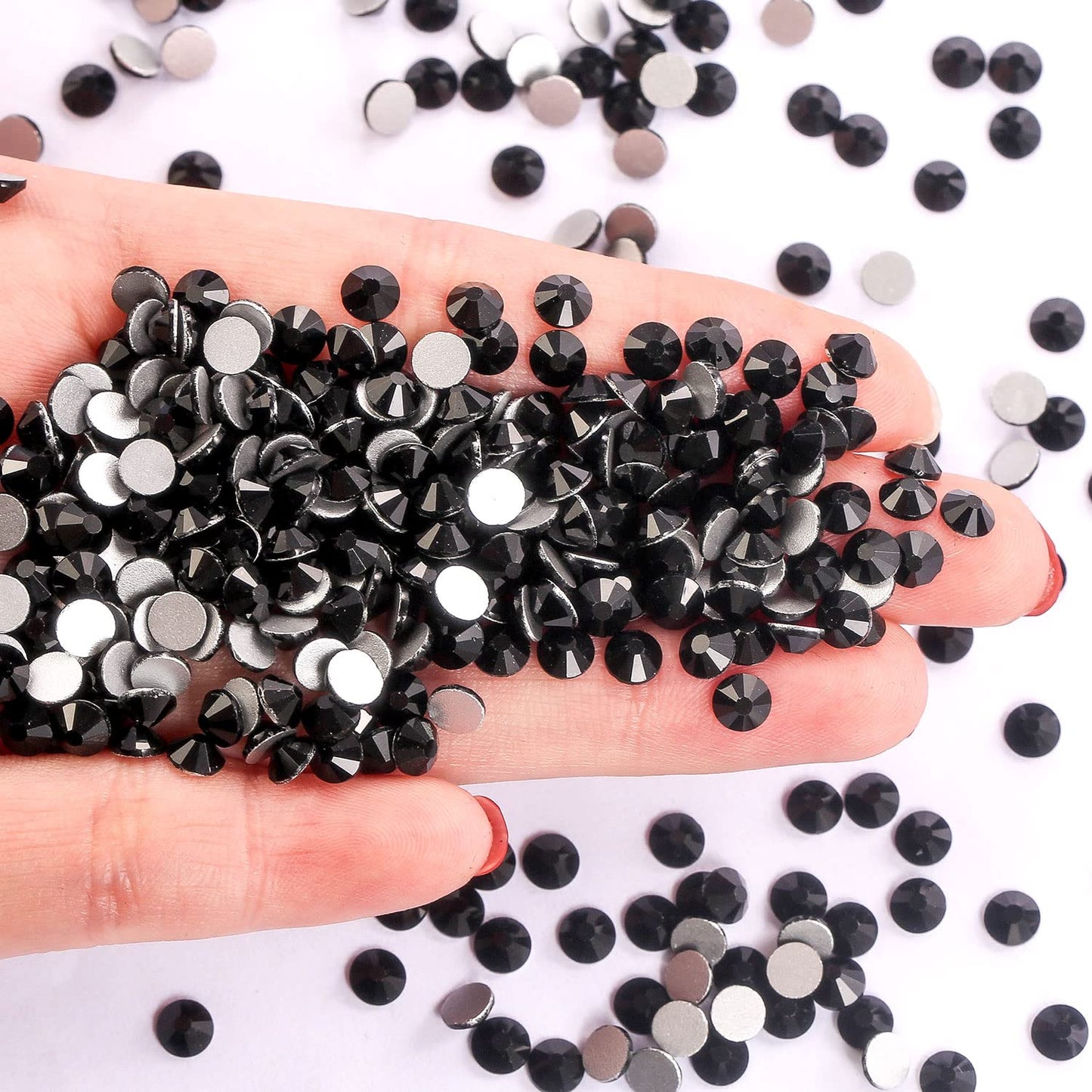 1440Pcs Black Crystal Rhinestones,Glass Flatback Rhinestones Gemstones for Nail Face Makeup Art Crafts Clothes Decoration - (SS16,4.0mm,Black)