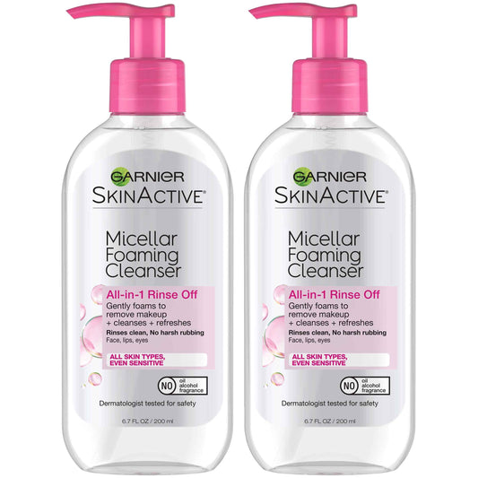 Garnier SkinActive Micellar Foaming Face Wash, 6.7 Fluid Ounce (Pack of 2)