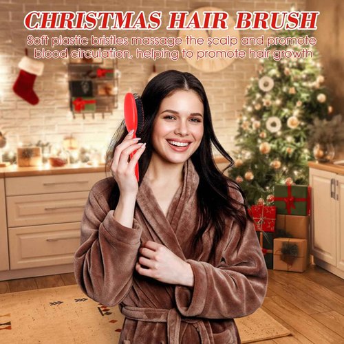 Zubebe 14 Pcs Detangler Hair Brush Travel Detangling Red and Green Detangler Brush with Soft Bristles Christmas Gift Bulk for Friends