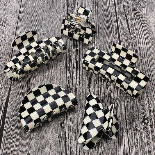 Ahoney 5 Pack Checkered Hair Clip Hair Barrettes for Women Cute Big Claw Clips Y2k Accessories Aesthetics Banana Clip 80s 90s Hair Accessories Heart Hair Clip Christmas Gift