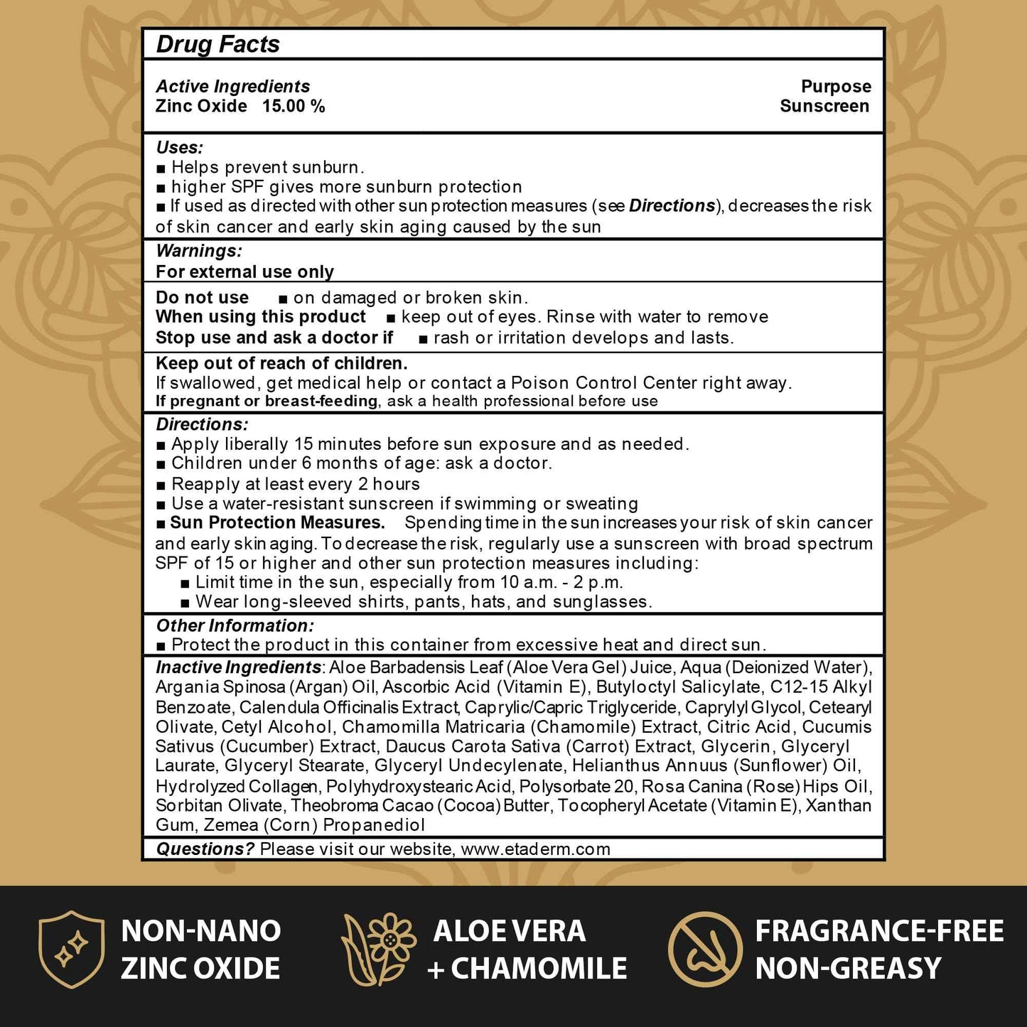 ETADERM Tattoo Sunscreen Lotion SPF 30 - Tattoo Aftercare Sunscreen for Sensitive Skin with 15% Non-nano Zinc Oxide - Sun Protection Tattoo Lotion for Long-Lasting Vibrancy & Ink Defense Against UV