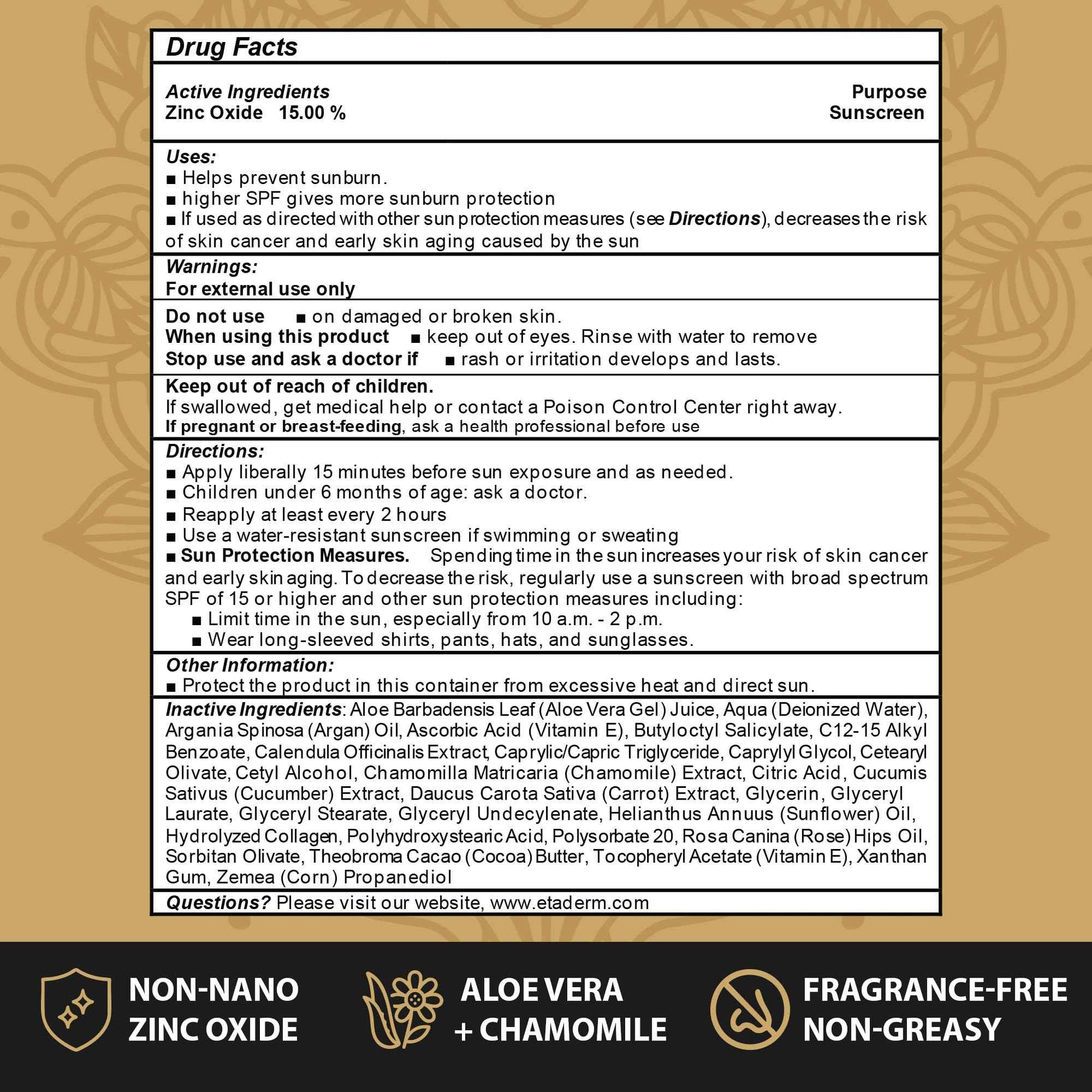 ETADERM Tattoo Sunscreen Lotion SPF 30 - Tattoo Aftercare Sunscreen for Sensitive Skin with 15% Non-nano Zinc Oxide - Sun Protection Tattoo Lotion for Long-Lasting Vibrancy & Ink Defense Against UV