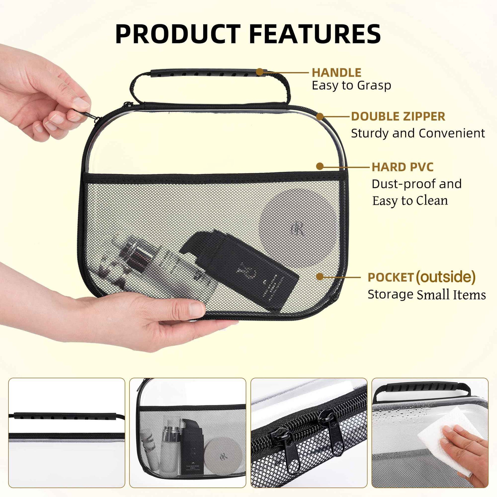 XULIONTS 3PCS Clear Hard Shell Zipper Case, Portable Cosmetic Bag with Zipper, Clear Toiletry Bag, Waterproof Diaper Bag Organizing Pouches, Hard Travel Case, Thanksgiving Christmas Storage Bins