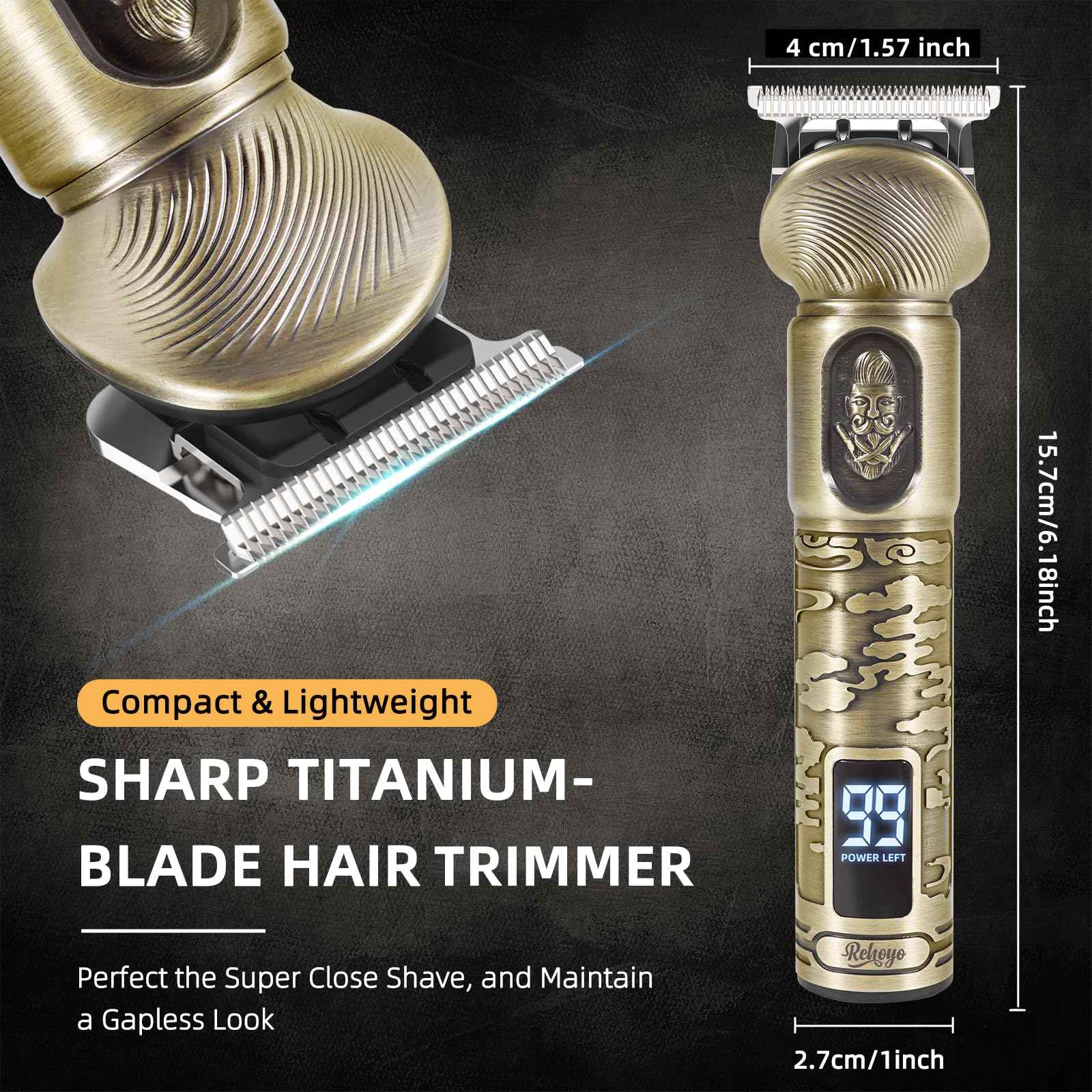 REHOYO Beard Trimmer for Men, Waterproof Cordless Hair Clipper, Electric Razor Shaver, Mens Grooming Kit for Mustache Nose Body Facial Hair, Rechargeable Beard Trimmer Kit, Gifts for Men