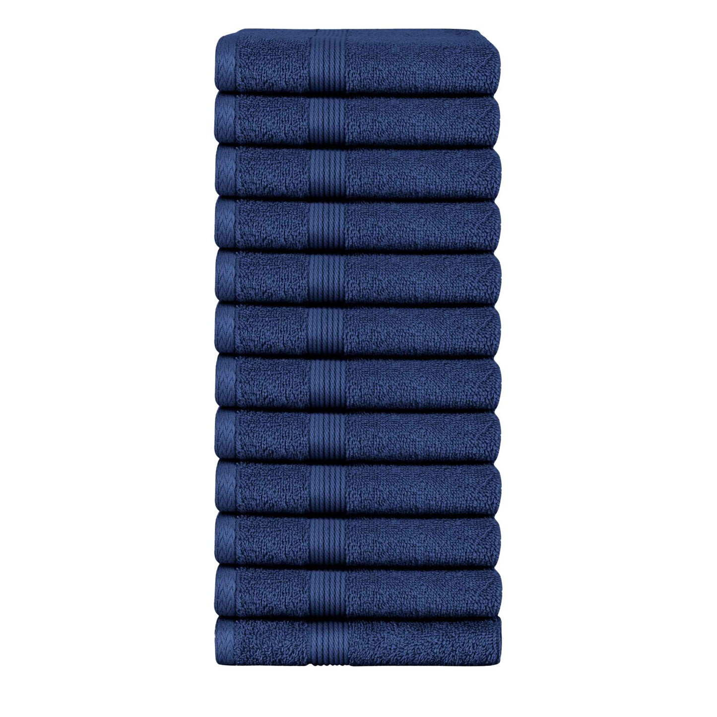 Organix Luxury Washcloth Set for Bathroon, Premium Cotton 12 Pack Face Cloth Set 13x13 Inch, Lightweight Highly Absorbent and Soft Feel Touch, Ideal for a Hotel & Spa Quality Experience (Navy)