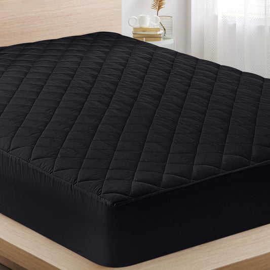 Utopia Bedding Quilted Fitted Mattress Pad (Twin, Black) - Elastic Fitted Mattress Protector - Mattress Cover Stretches up to 16 Inches Deep - Machine Washable Mattress Topper