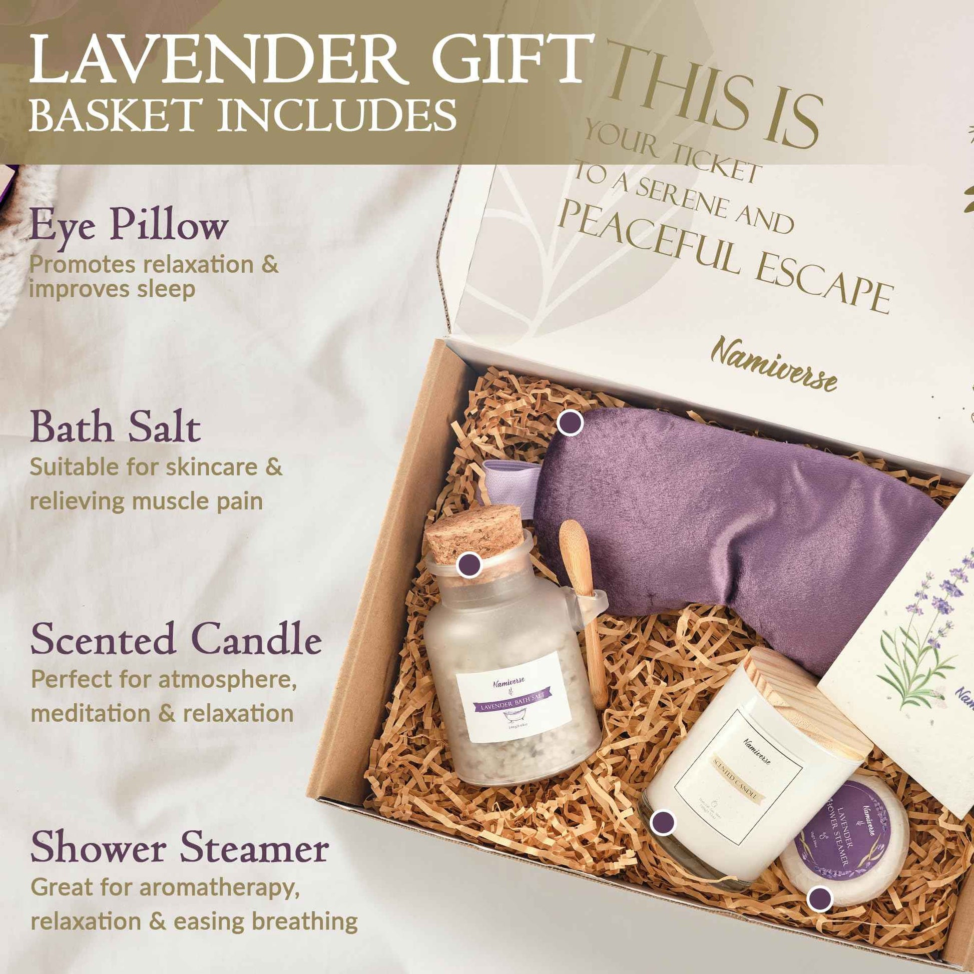 Lavender Spa Gift Baskets for women, Birthday Basket for Female, Mom, Sis, Girlfriend, and Best Friends Baskets for Women- Relaxation Present for female Friend
