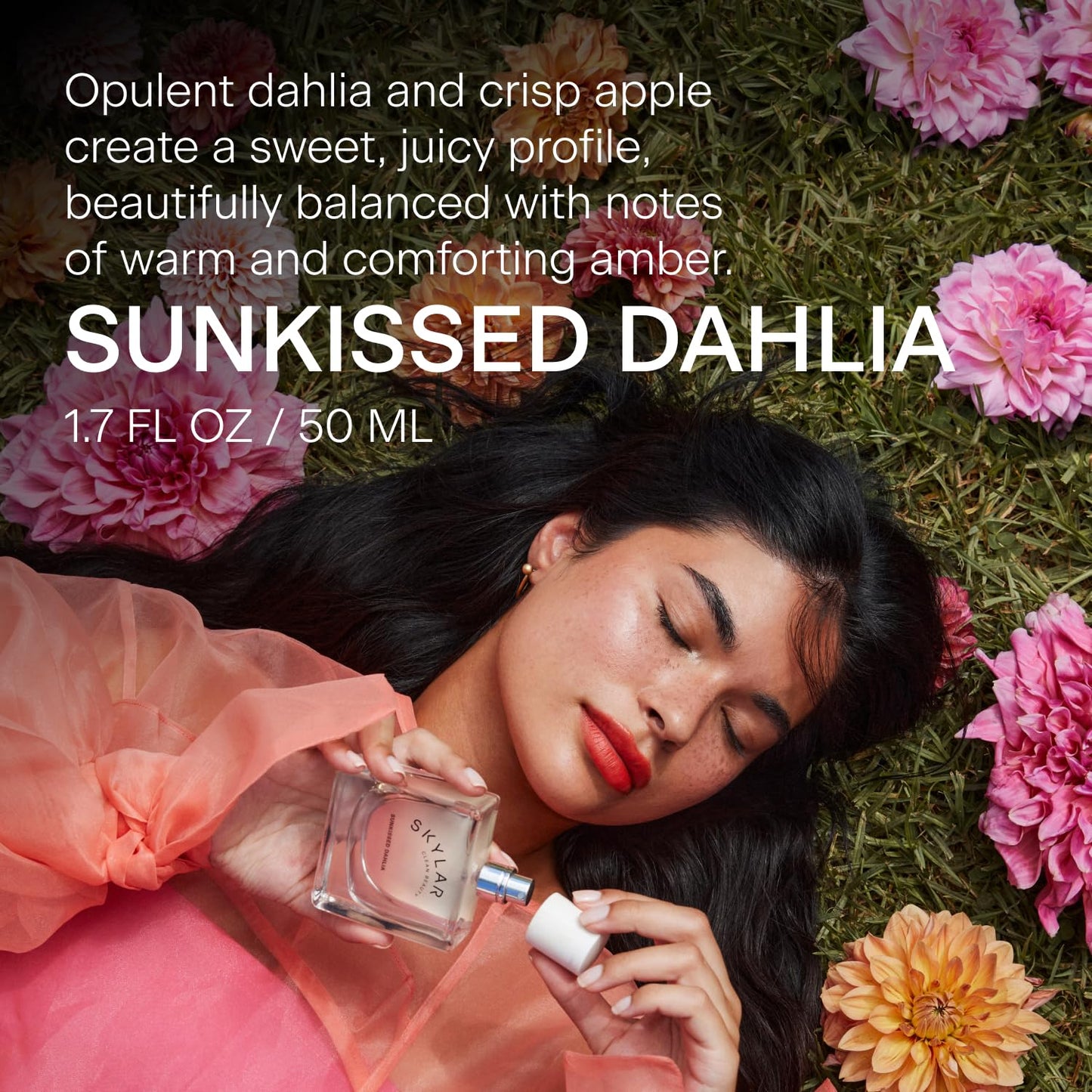 Skylar Sunkissed Dahlia Eau de Parfum - Hypoallergenic & Clean Perfume for Women & Men, Vegan & Safe for Sensitive Skin - Floral Perfume with Notes of Dahlia, Apple & Amber - 10mL /0.33 Fl oz