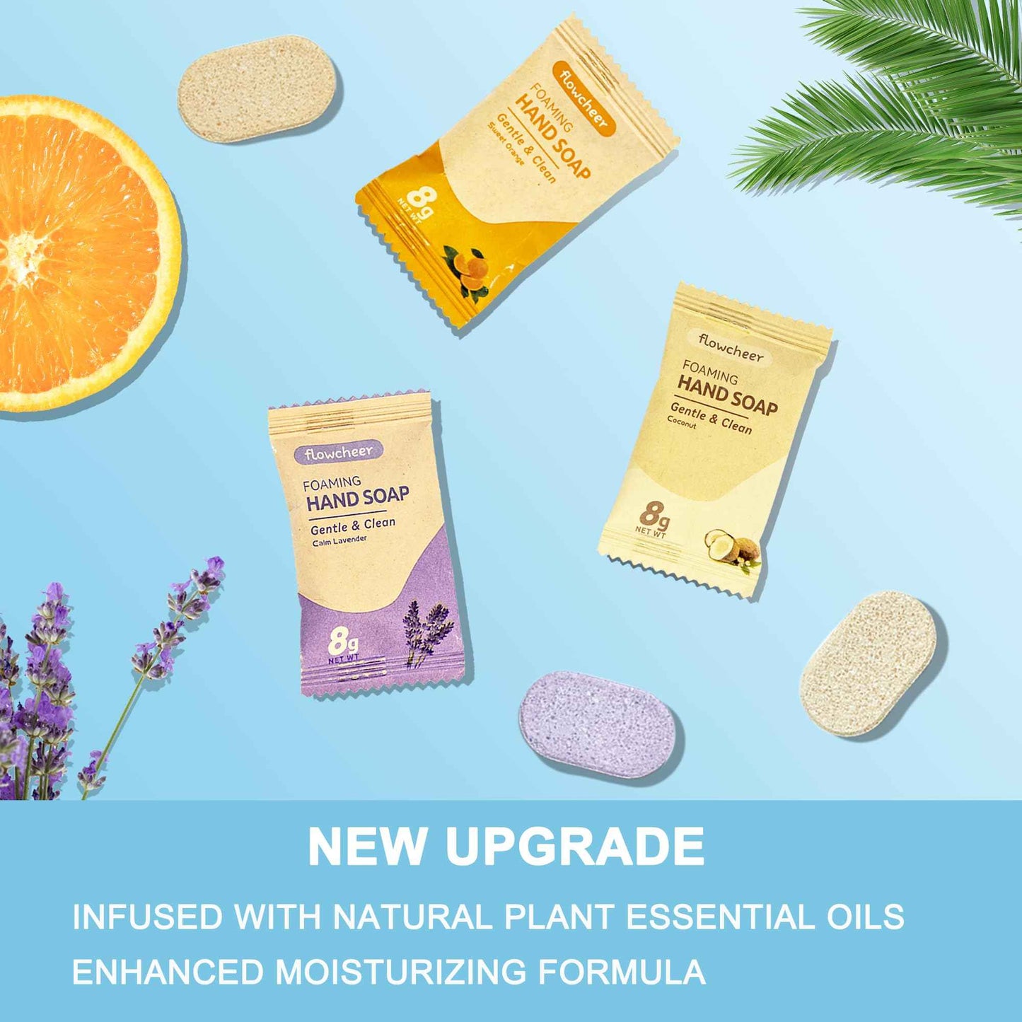 flowcheer Foaming Hand Soap Tablet Refills+ Pump Bottle Dispenser 12 OZ/350 ML Refillable with 12 Pack Variety Fragrance Soap Refills Tablet