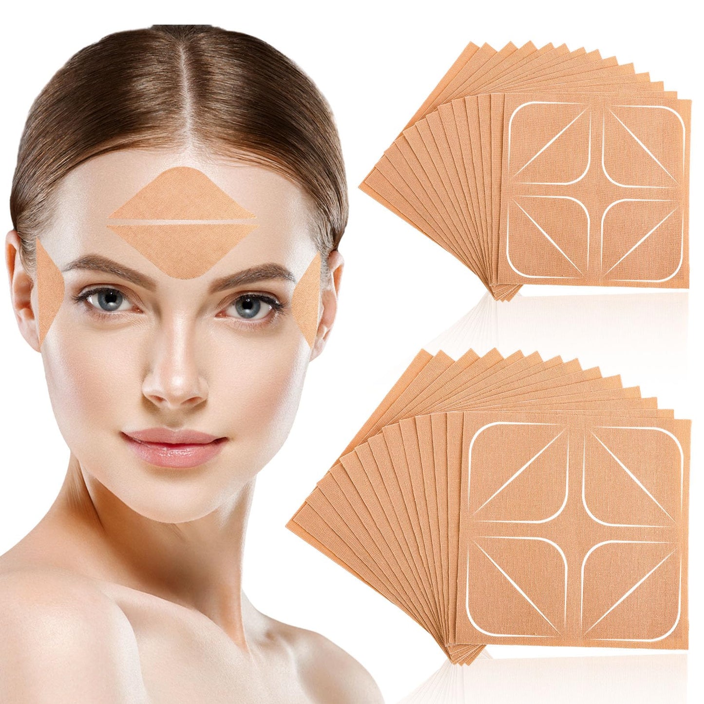 XLSXEXCL 240 Pcs Forehead Wrinkle Patches, Facial Patches Forehead Patches Face Lift Tape Face Tape for Forehead, Eyes 11 Lines, Crow’S Feet, Laugh Lines Forehead & Between Eyes