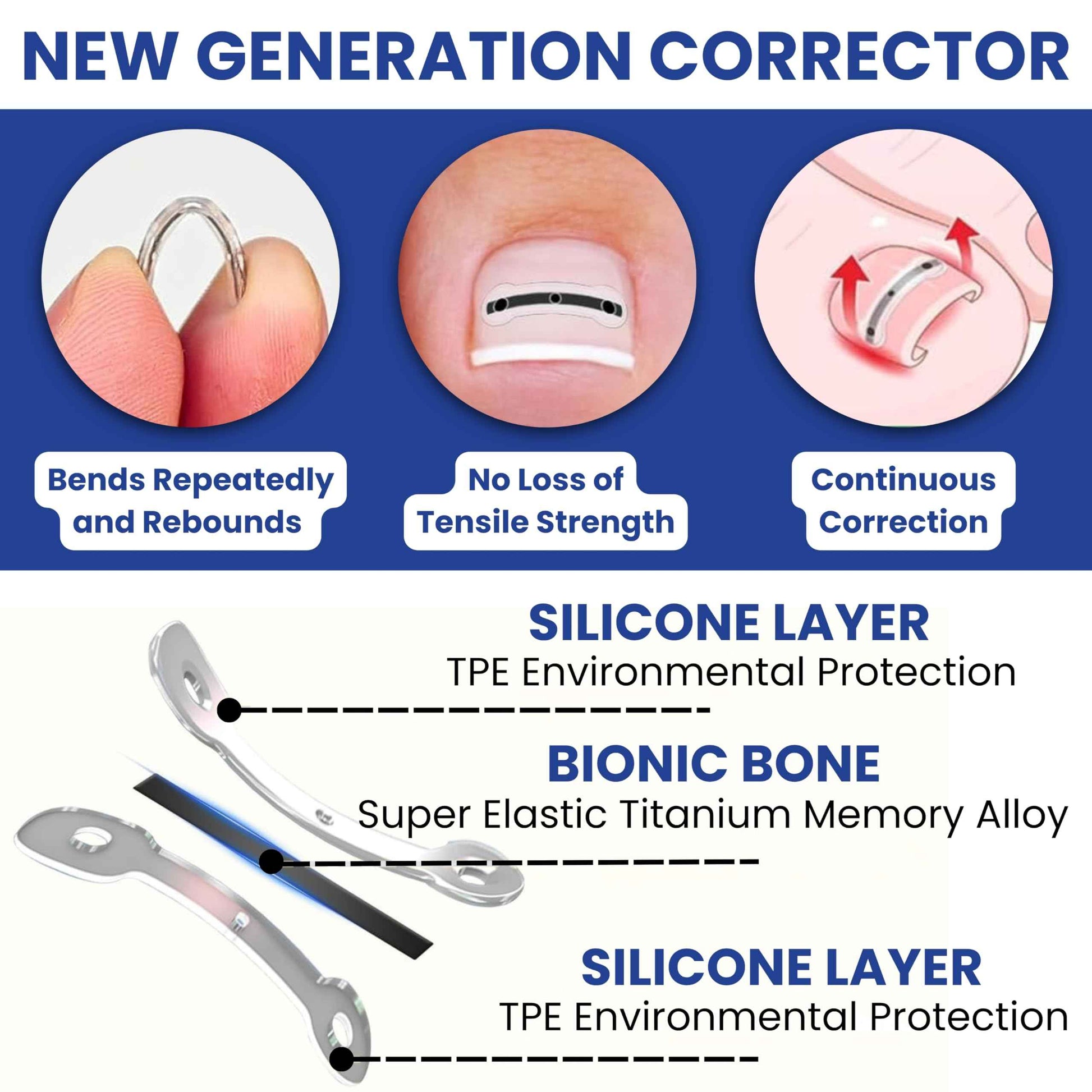 Premium Titanium Alloy Ingrown Toenail Corrector & Treatment Kit – Hypoallergenic Toenail Curve Corrector Strips – Toenail Straightener, Water-Resistant, Quick Relief, Easy Home Use, 10 Pcs in 4 Sizes