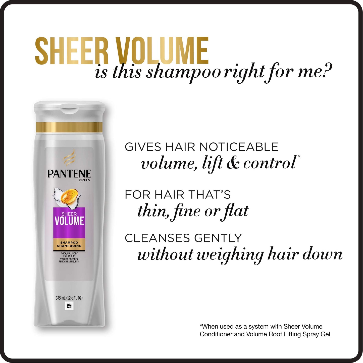 Pantene Pro-V Sheer Volume Shampoo & Conditioner, 375 ml + 355 ml (packaging may vary)