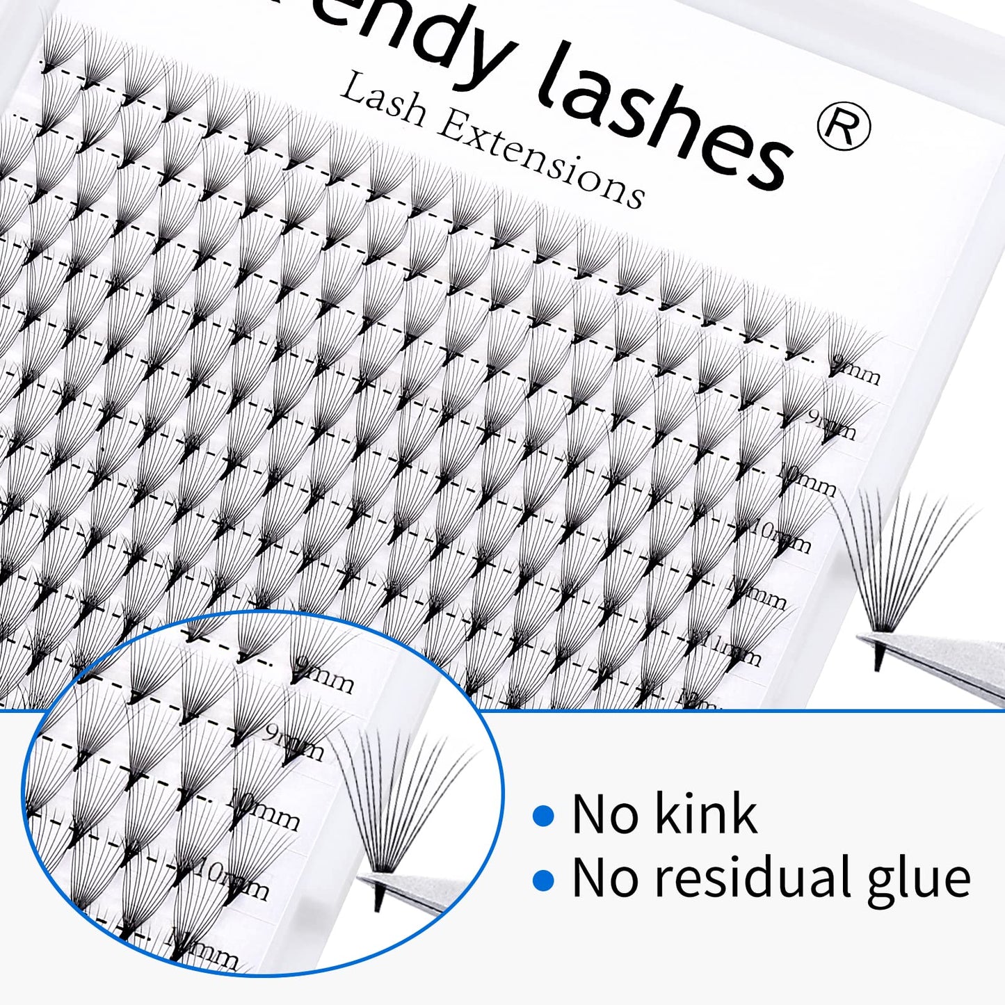 WENDY Lash Extension Premade Fans Eyelash Extensions 320PCS Pre Made Fans Lash Extensions 12D Lashes Extension 0.07mm D Curl Promades Eyelash Fans Mixed 9-16mm(12D-0.07-D, 9-16mm Mixed Tray)