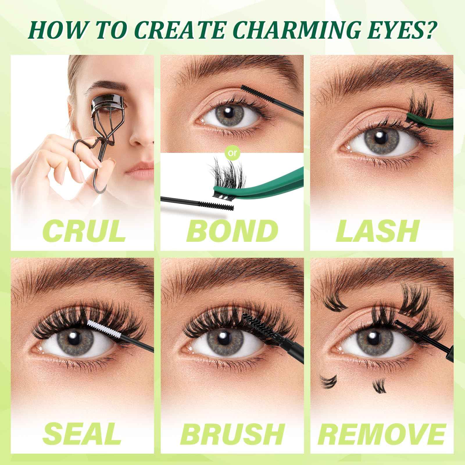 KEYYOU Lash Extension Kit 3D Effect Volume Lash Clusters Kit 144pcs D Curl Waterproof Kit DIY Eyelash Extension Kit with Bond and Seal Lashes Glue Remover Applicators (Kit-PuffSilk V3D01-8-18MIX)