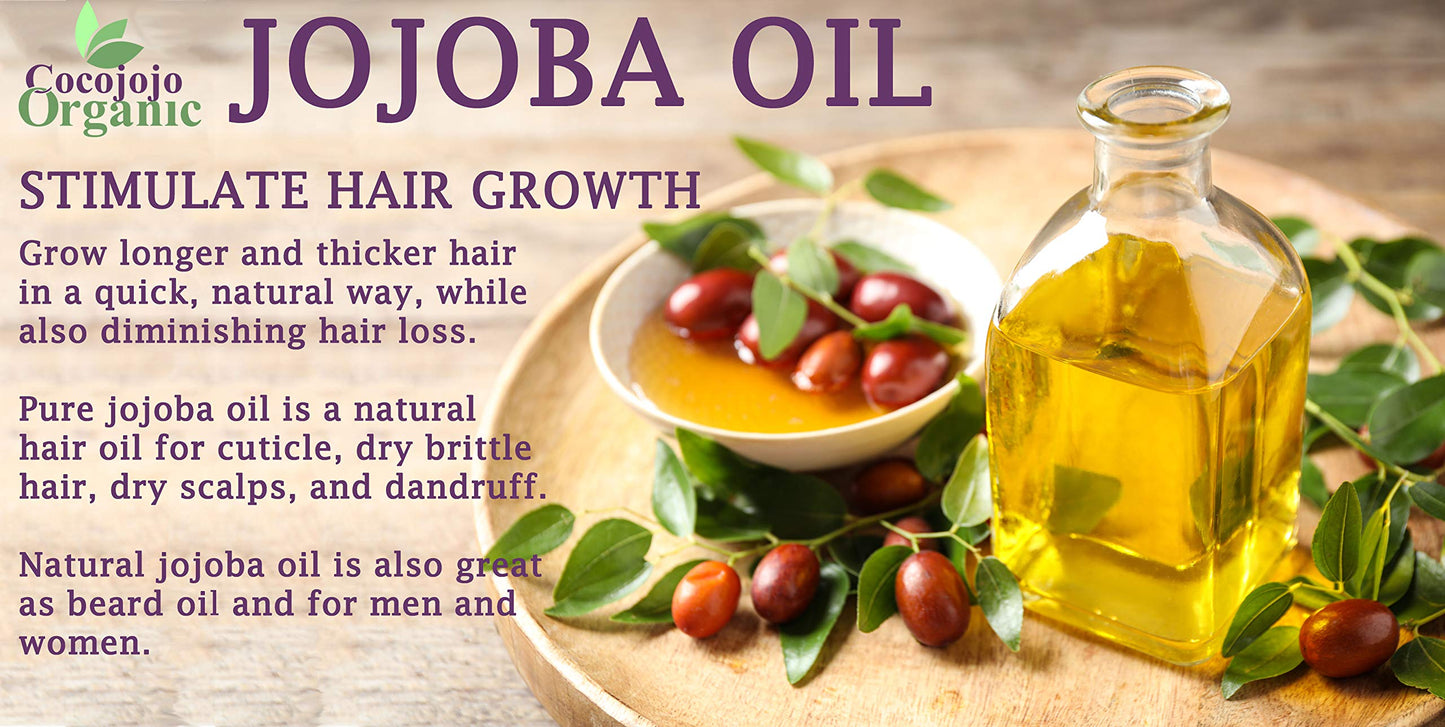 Jojoba Oil 4 oz 100% Pure Natural Cold Pressed Unrefined Extra Virgin - for Hair Skin Body Nail and Beard - Moisturizes, Soothes, Hydrates, & Nourishes