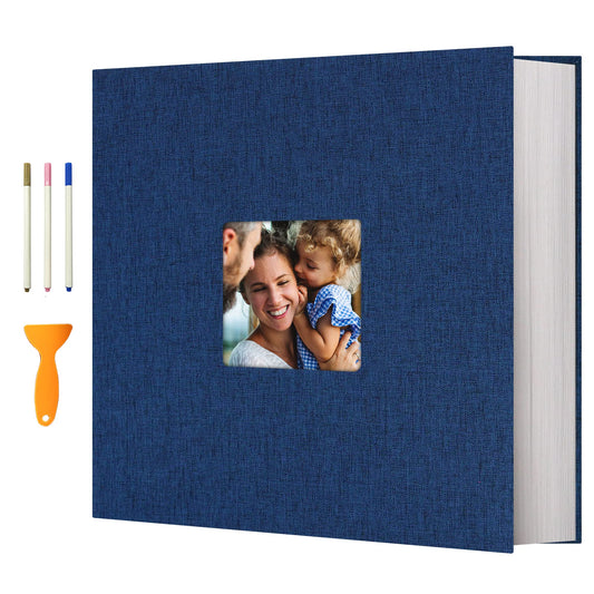 Vienrose Photo Album Self Adhesive 13x12.6 for 600 Photos Linen Scrapbook 120 Pages Navy