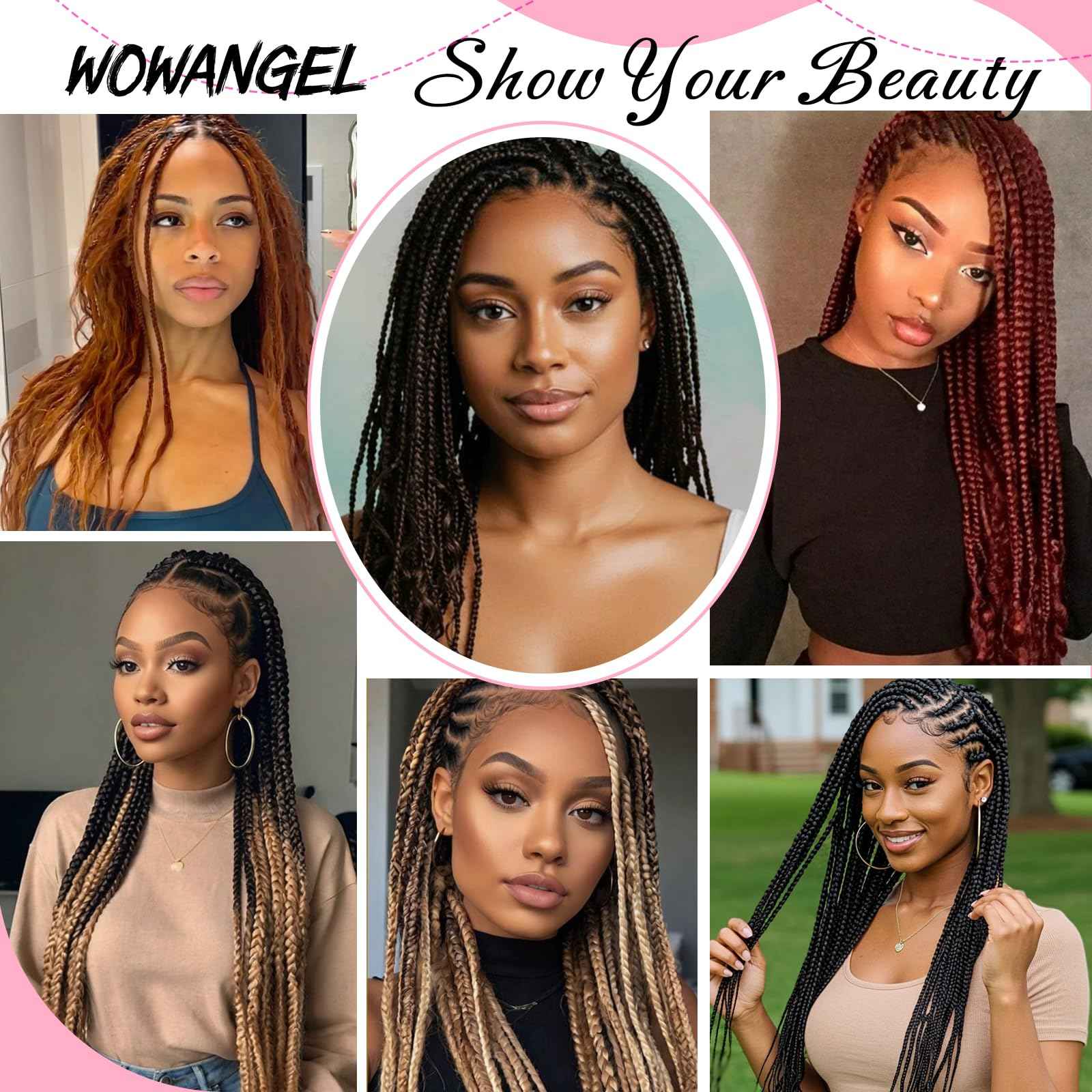 WOWANGEL Human Braiding Hair For Boho Braids 100g,100% Unprocessed Brazilian Virgin Hair, 12A Deep Wave Knotless Bohemian Bundles, Curly Hair Extensions,2 Bundles,Natural Black(1B),16 Inch