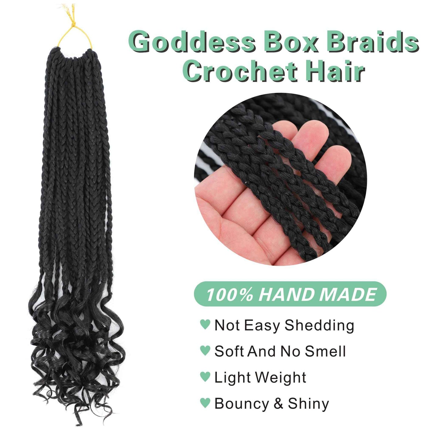 7 Packs Crochet Box Braids -18 Inch Crochet Hair for Black Women Pre loople Crochet Hair with Curly Ends 1B Goddess Box Braids Crochet Braiding Hair