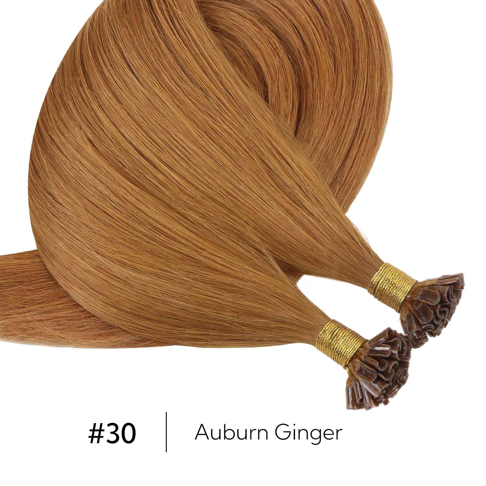 HOTBANANA U Tip Hair Extensions, 16 Inch 50g 50s Auburn Ginger Pre Bonded Hot Fusion Keratin UTip Hair Extensions