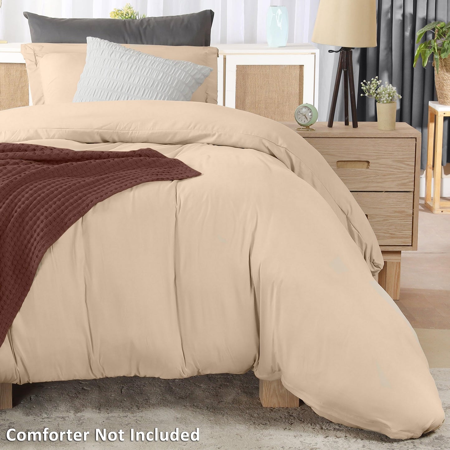 Utopia Bedding Duvet Cover Twin Size - 1 Duvet Cover with 1 Pillow Sham - 2 Pieces Bedding Duvet Cover with Zipper Closure - Soft Brushed Microfiber, 68 X 90 Inches (Twin/Twin XL, Beige)