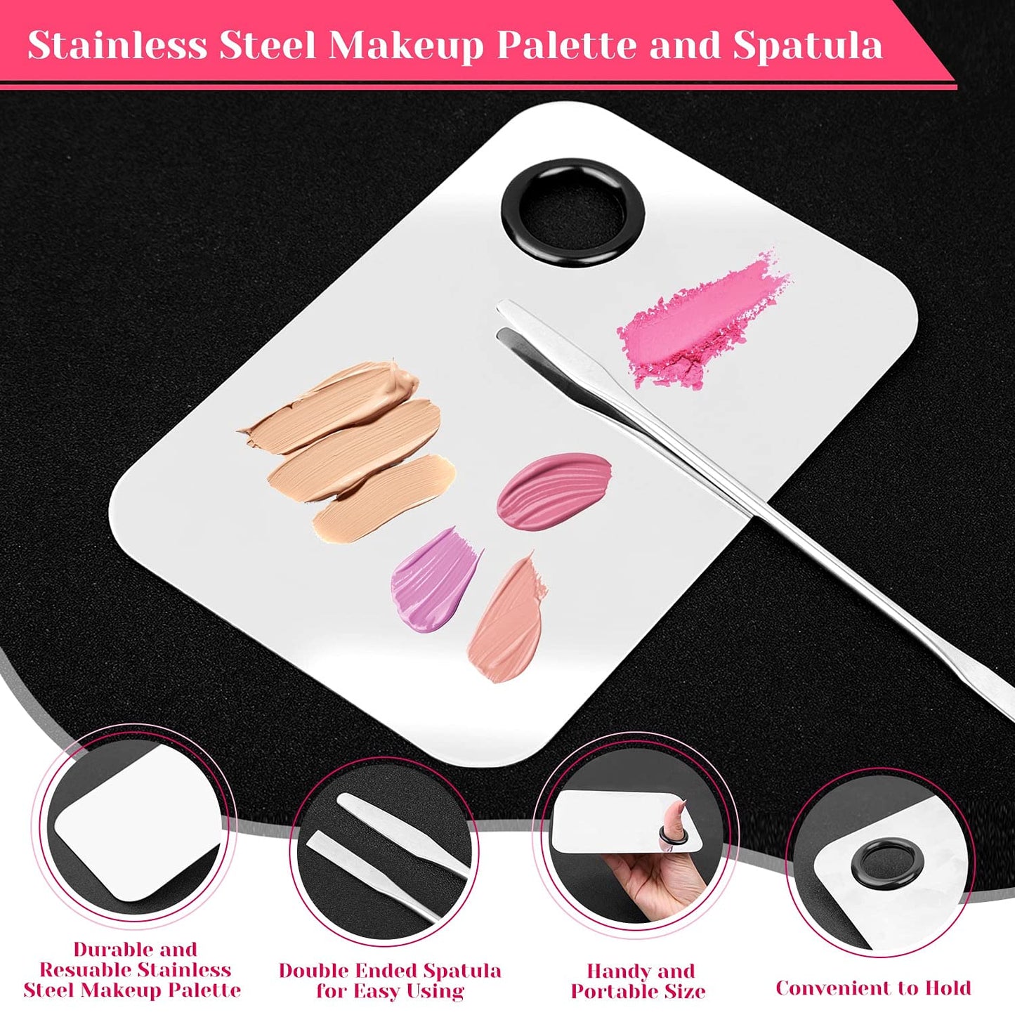 Disposable Makeup Applicators Kit, Shynek Makeup Mixing Tray with Disposable Makeup Accessories Tools for Makeup Artist Mascara Wands, Lip Applicators, Hair Clips with Organizer Box