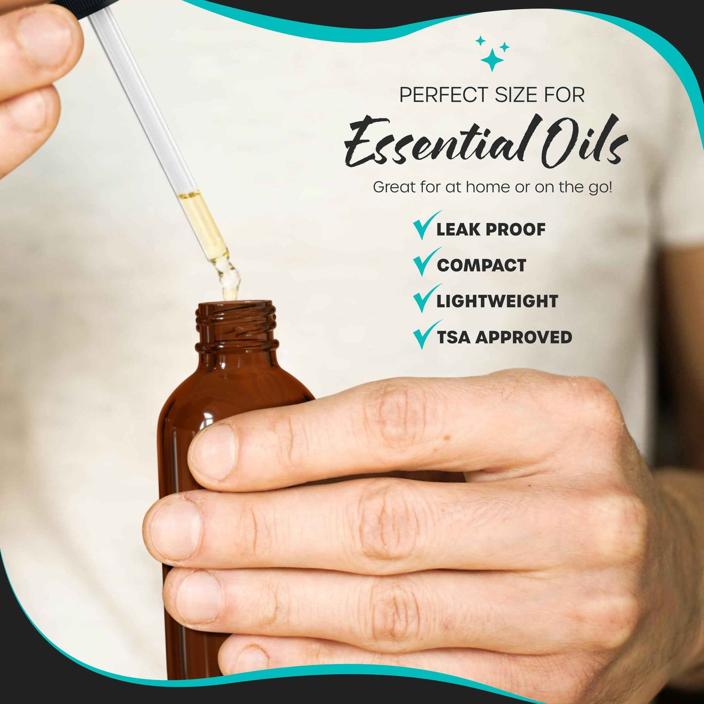 Nevlers 2 Oz Amber Glass Dropper Bottle 3 Pack | Leakproof Amber Glass Dropper Bottles with Shrink Wrap and Funnel | Oil Bottles for Essential Oils, Hair Oil, Medicine & More