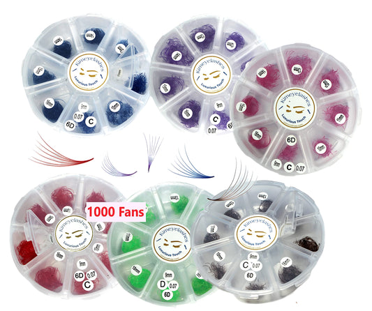 1000 Premade volume fans Mixed lengths 9-16mm loose Fans C, D Curl. Handmade eyelash extensions supplies Russian volume lash promade fan 4D 5D 6D 7D 8D 9D 10D (Curl C, 6D - 0.07 - Green)