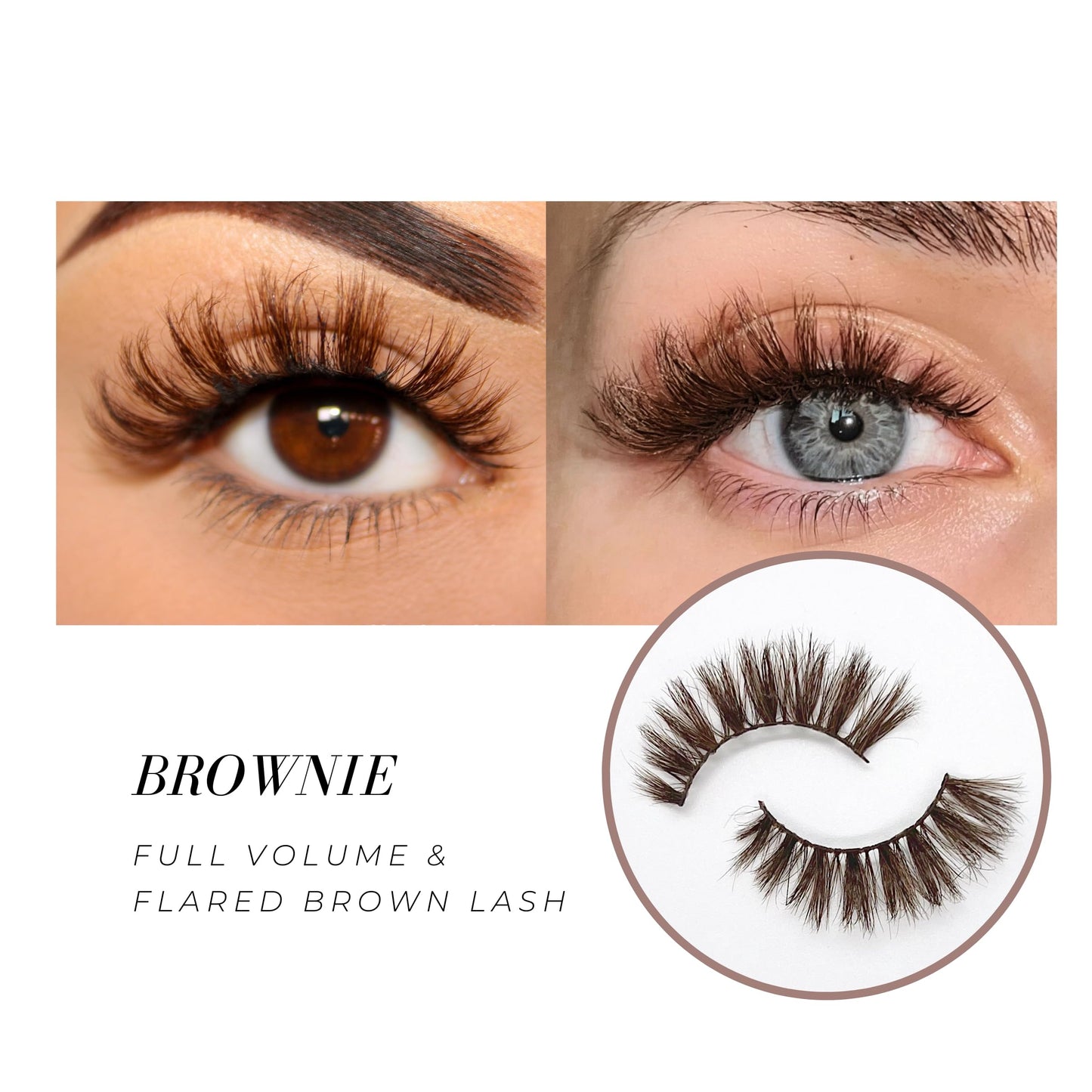 Brown Eyelashes 3D Volume Wispy Mink Lashes - Reusable Wear Up To 25 Times - Natural Cat Eye Look Long Fluffy False Eyelashes - 100% Hand Made Luxury Strip Eyelashes - Hypoallergenic Cotton Band