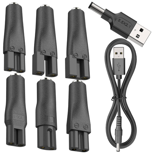8 PCS Power Cord 5V Replacement Charger USB Adapter Set Compatible with Various Types of Electric Hair Clippers,Beard Trimmers,Shavers, Beauty Instruments,Electric Hairdressers,Desk Lamps,Purifiers