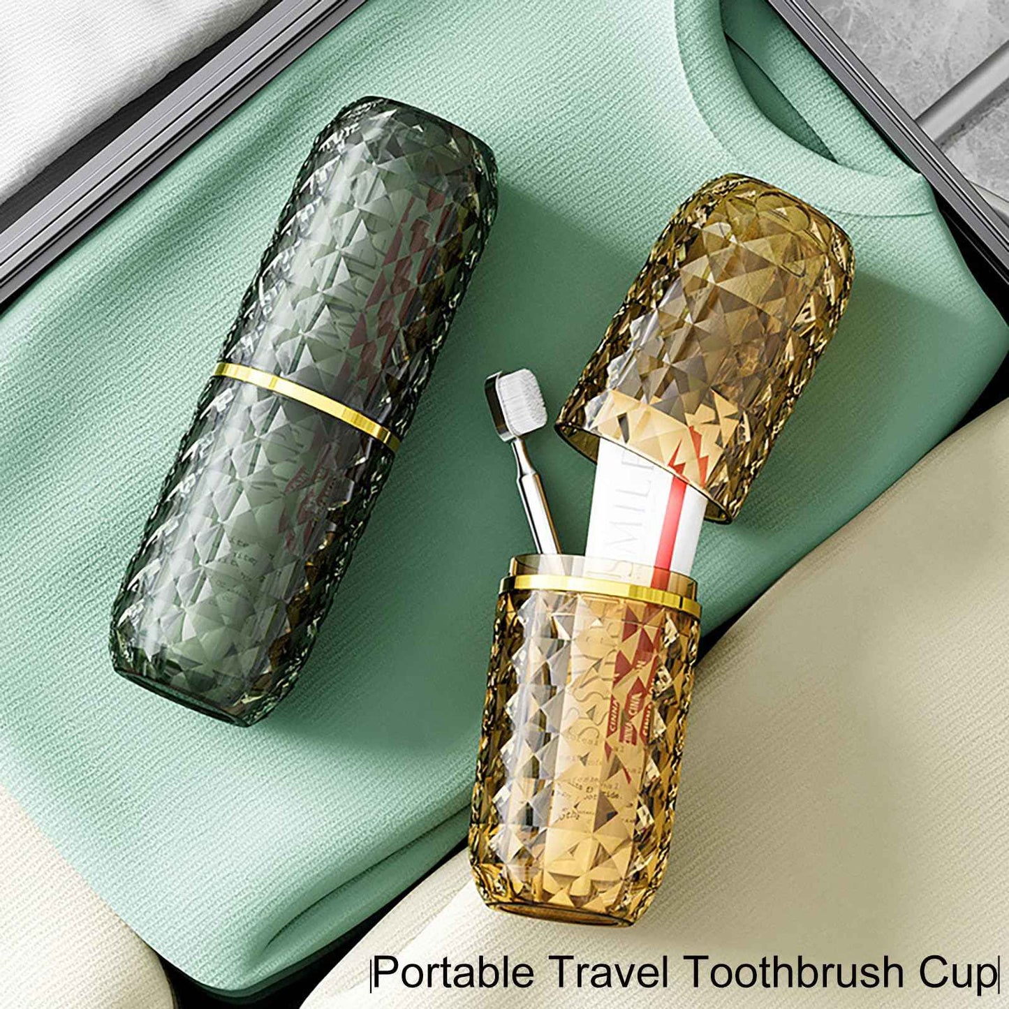 Transparent Travel Toothbrush Case with Cover, Large Tooth Brush Holder with Mouthwash Cup, Portable Compact Oral Clean Tools Organizer for Bathroom Trip School