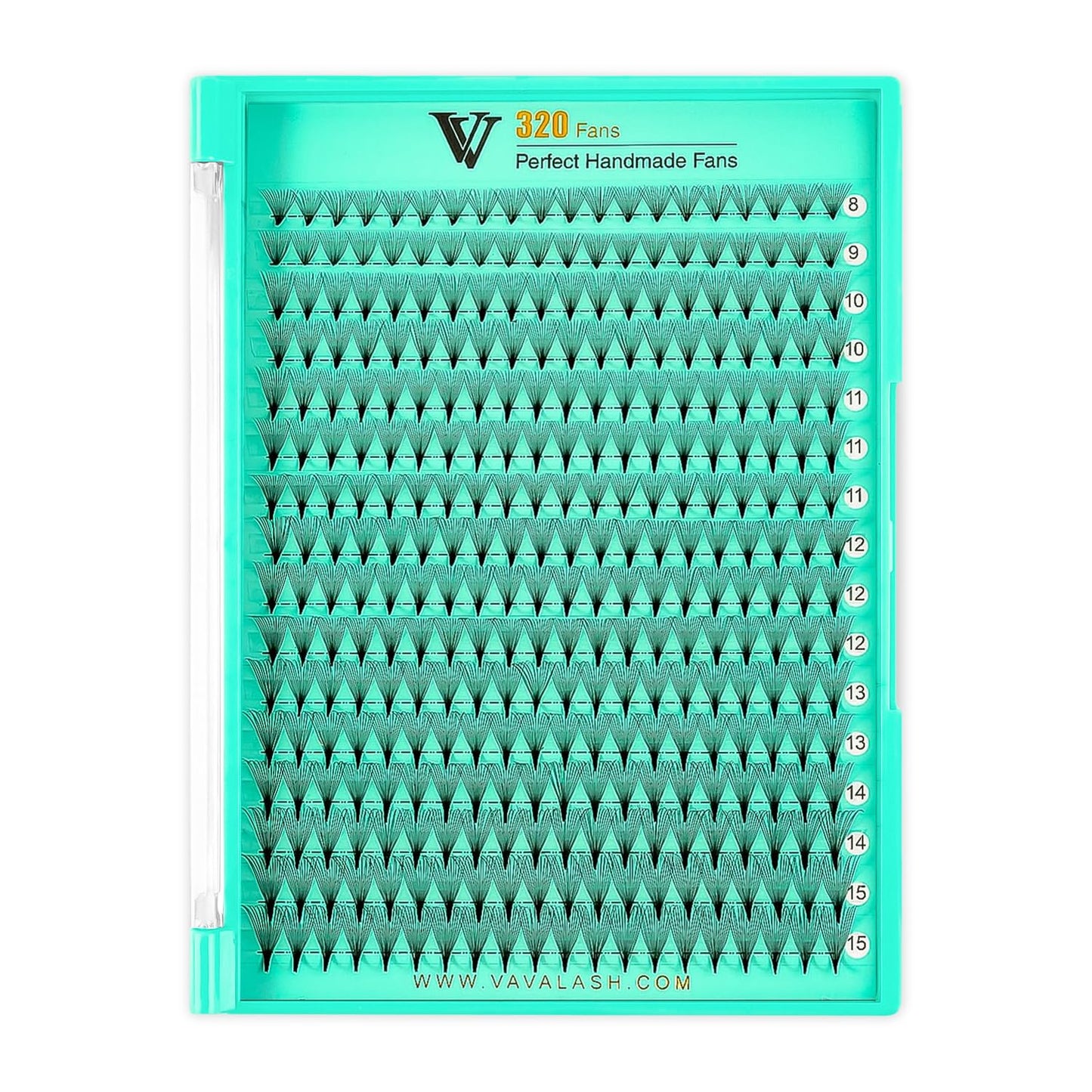 VAVALASH Premade Fans Eyelash Extensions 320 Fans 10D 14D 16D 20D 0.03 0.05 0.07 Thickness C/D Curl Middle Stem Heat Bonded Premade Fans Russian Volume Lash Extensions (320 Fans-16D-0.03-D-8-15mm)