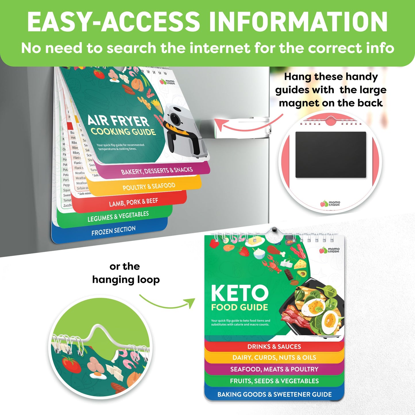 Air Fryer & Keto Cookbook Magnets - Set of 2 (7”x6”) - Air Fryer Accessories & Keto Meal Plan Cookbook - Airfryer Kitchen Accessories - Keto Foods & Keto Diet Book For Beginners - Kitchen Gadgets 2024