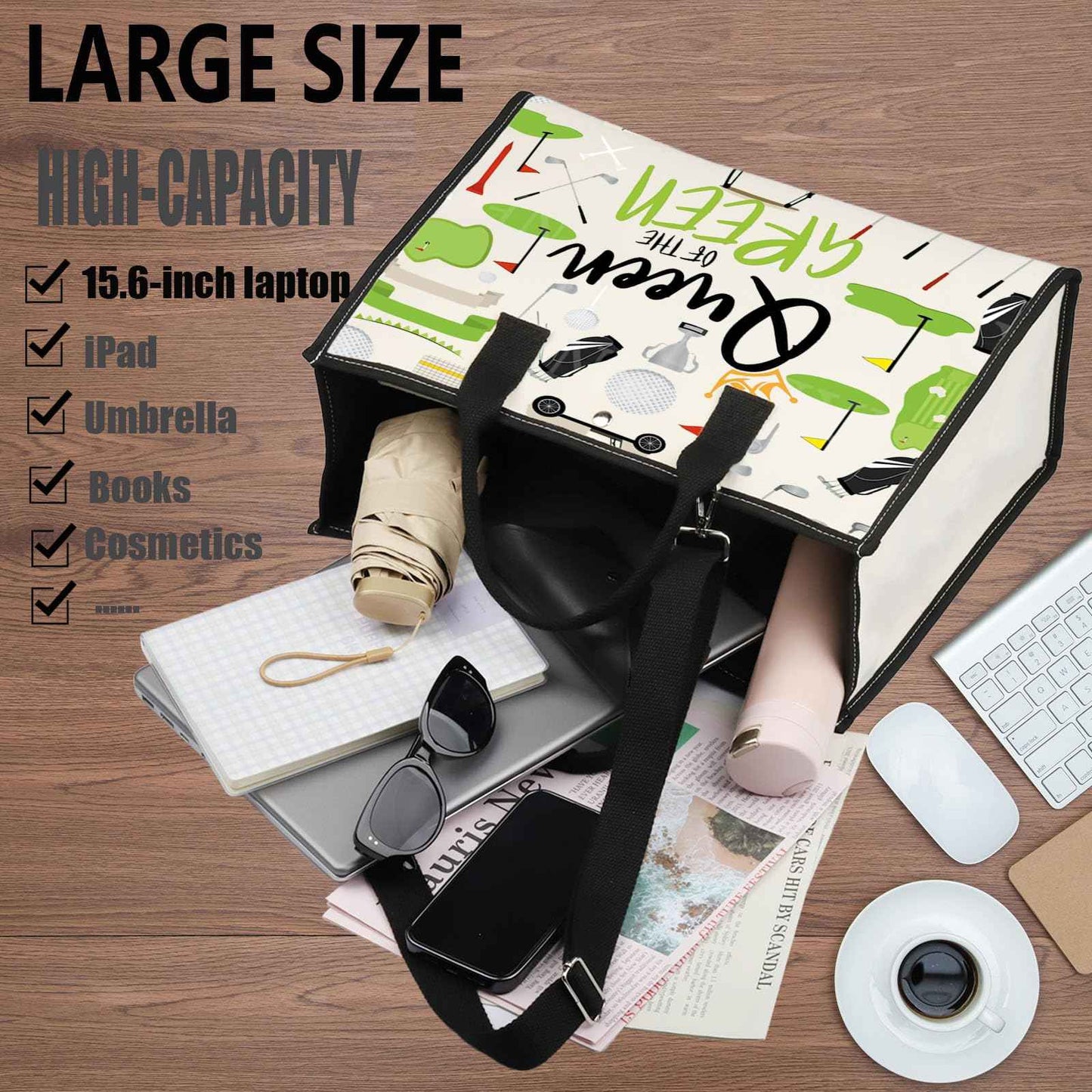 WZMPA Golf Queen Survival Kit Golf Player Gifts Queen of the Green Golf Zipper Bag Golfing Travel Accessories (Queen Green BG)