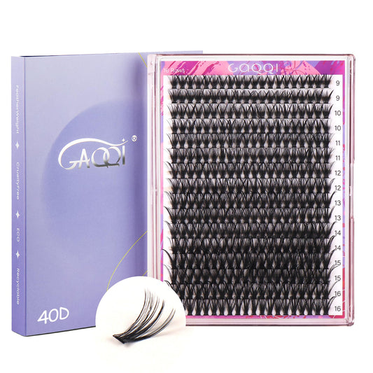 GAQQI Lash Clusters 320Pcs Individual Lashes 40D Mixed 9-16mm Eyelash Clusters C Curl Lash Clusters Look Like Mink Eyelash Extensions Thin Band Soft to Use Self Application(40D-CMIX)