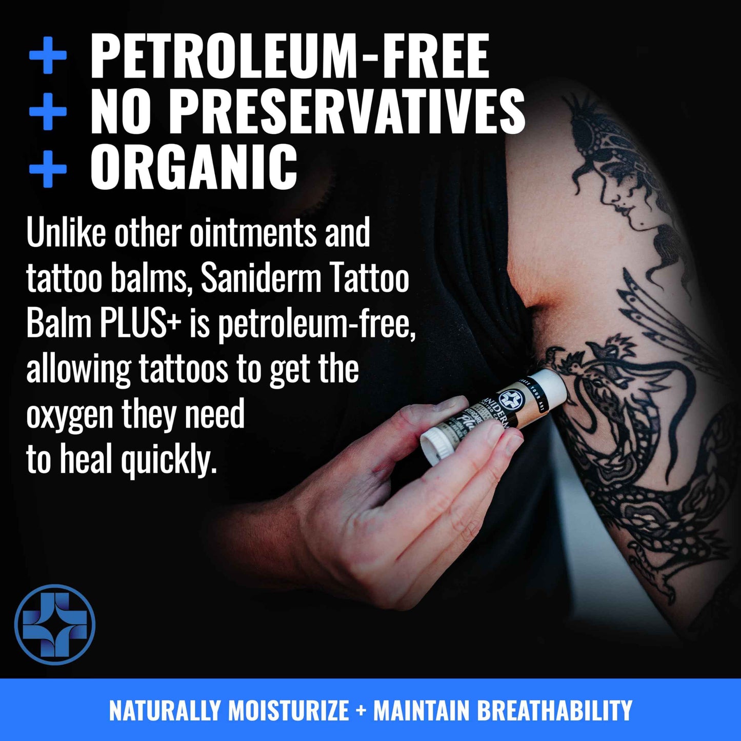 Saniderm Tattoo Recovery Bundle (3 items) – Aftercare Bandage Sheets (6 in x 8 in) + Foaming Soap (1.7oz) + Aftercare Balm PLUS+ (0.6 oz)