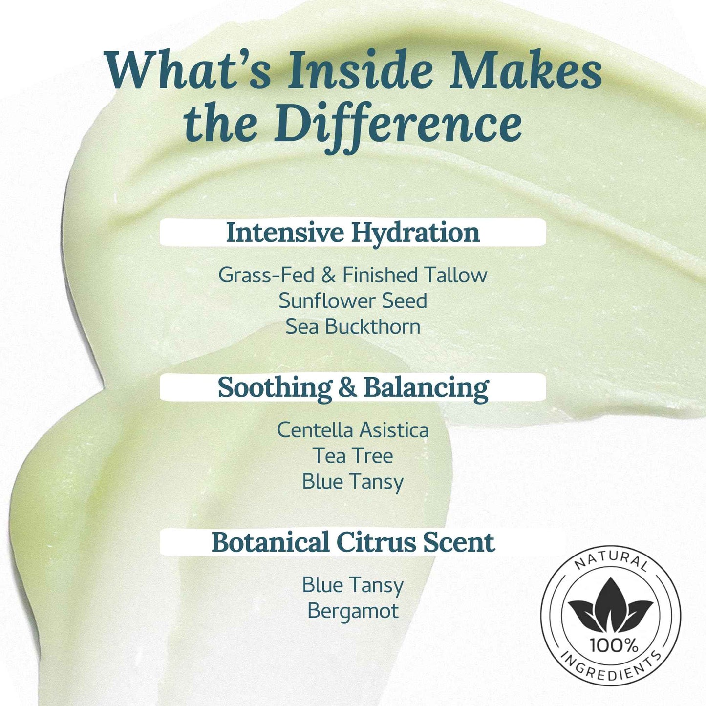 Beef Tallow for Skin Grass-Fed Whipped Tallow Centella Cream - 100% Natural Face & Body Moisturizer, to Support Hydration and Soothing, For Dry & Sensitive Skin, Made in USA