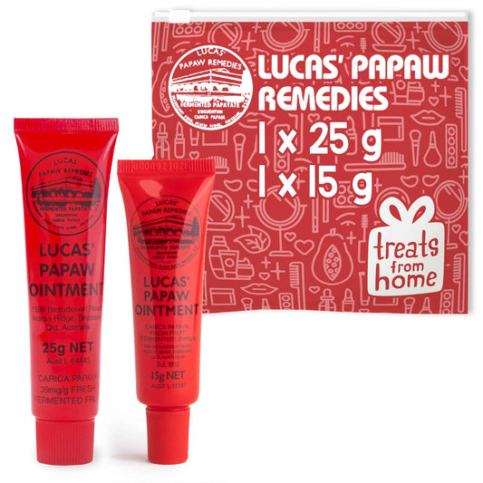 Lucas Pawpaw Lip Ointment, Cream,Ointment for Lips & Dry Skin - Unique All Skin Types, All Gender- Any Season Gift Pack with 15g & 25g tubes of Pawpaw Balm
