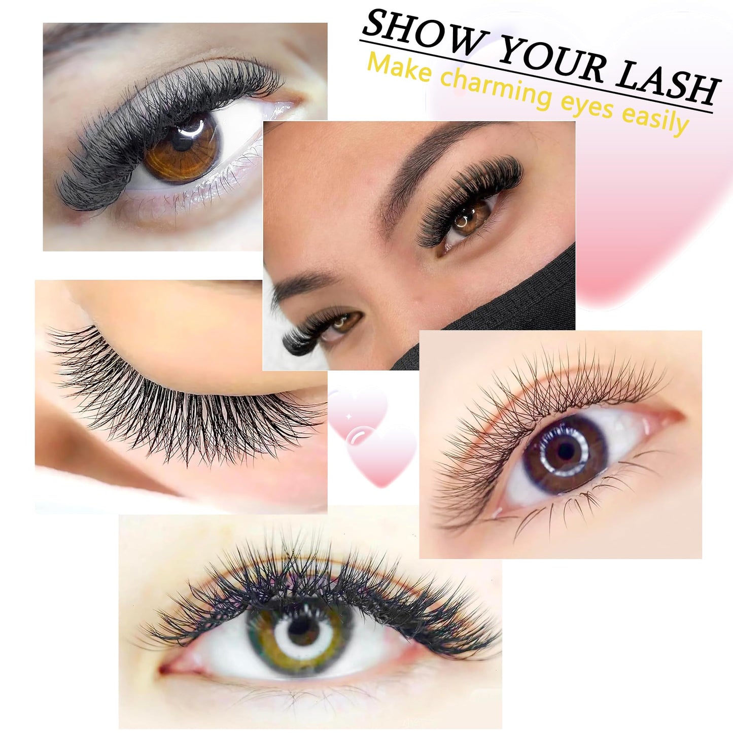 Lash Extensions 6D Eyelash Extensions W Lashes 0.07mm Thickness D Curl Lashes Mix 8-15mm Soft Lash Trays Pestañas Pelo a Pelo Natural Matte Black False Eyelashes Individual Lashes(W-6D-0.07-D,8-15mm)