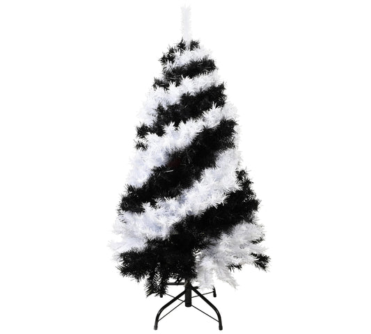 Tree Buddees Black and White Swirl Halloween Tree - Unique Christmas Tree 4 Feet Tall Decoration