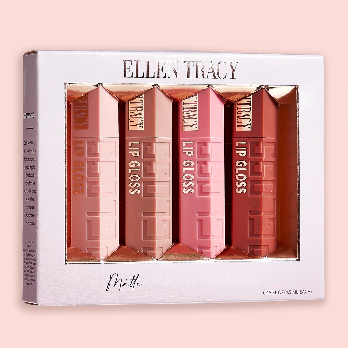 ELLEN TRACY Lip Gloss - 4-Piece Matte Set: A Stunning Collection of Everyday Elegance for Lips - Long-Lasting, Rich Colors