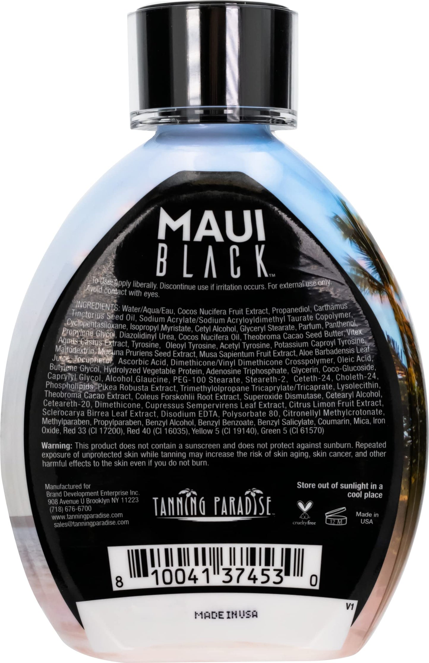 Tanning Paradise Maui Black Lotion – Instant Dark Self Tanner Natural Self-Tanning with Coconut Oil and Aloe Hydration Boost Tattoo Protection 13.5oz