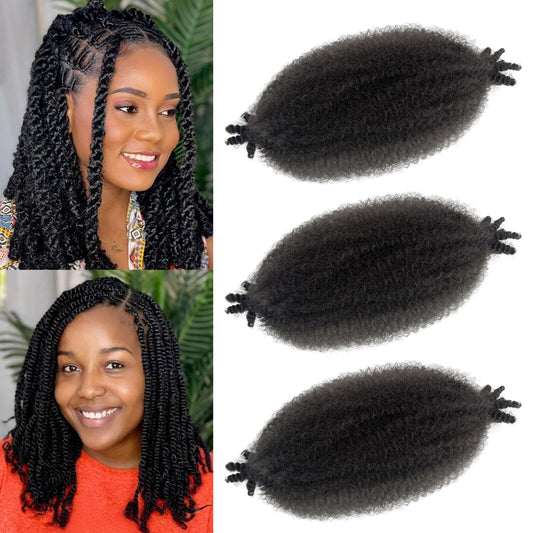 Afro Twist Hair 12inch 3 Packs Springy Afro Twist Hair for Twist Soft Locs Synthetic Pre Fluffed Marley Twist Braiding Hair for Women (12 Inch (Pack of 3), 4#)