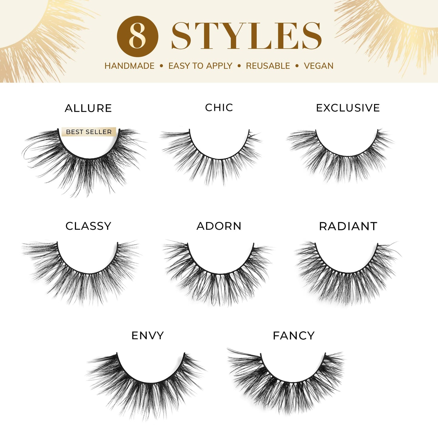 Lilly Lashes Luxury Synthetic LITE False Eyelashes - Full Length Lash Extension 16mm - Cat Eye Look - Natural Volume - Flare Shape - Reusable Fake Lashes 15x - Lash Glue not Included (Allure)