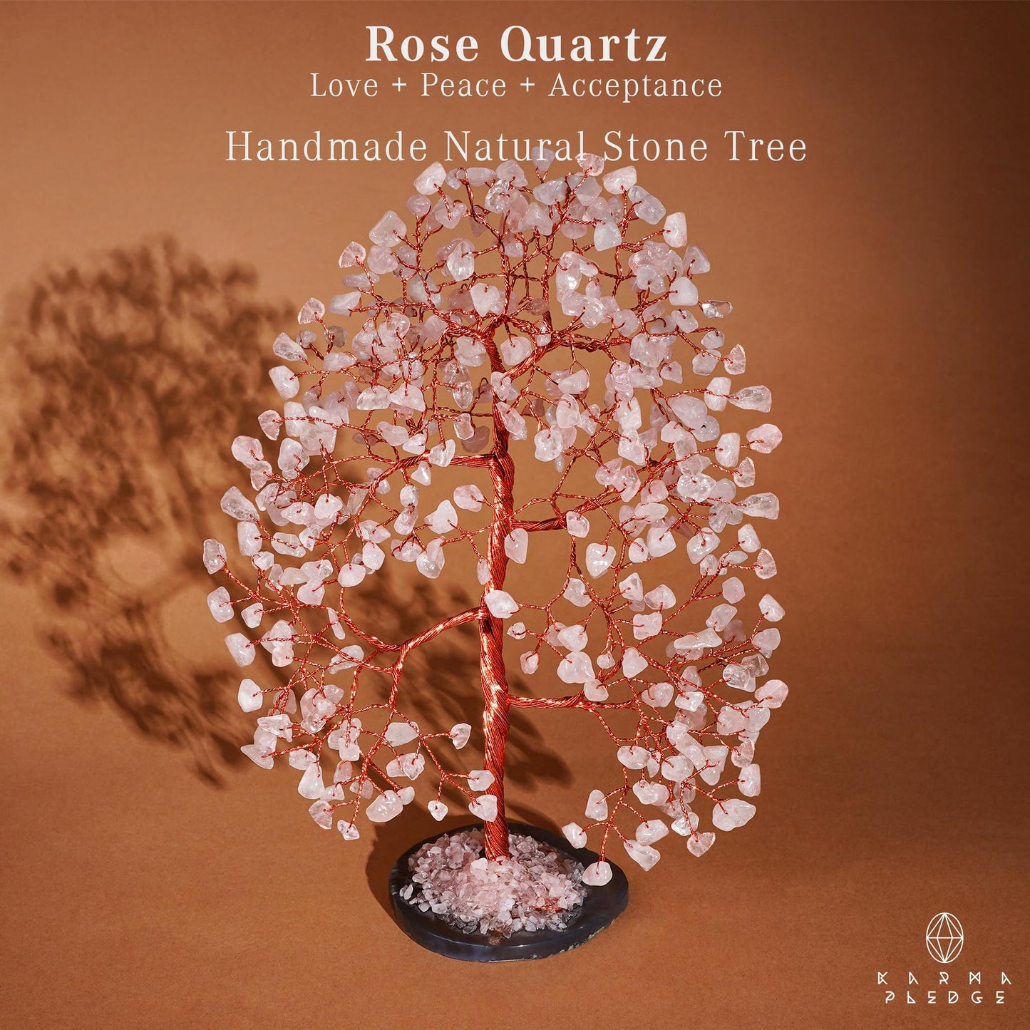 Crystal Trees for Home and Office Decoration, Rose Quartz Chakra Healing Crystals Feng Shui Handmade Trees for Positive Energy, Money, Good Luck, Christmas Decor, Birthday Gifts for Women, Mom