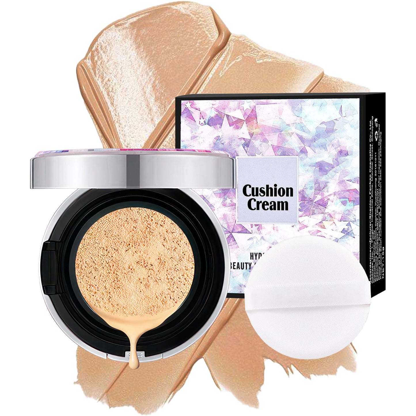 Air Cushion CC Cream Foundation - BB Cream Face Makeup Foundation Create Flawless Coverage, Dewy Face Makeup, Easy Application, All-Day Hold, All Skin Types (Natural, 3.21 Ounce)