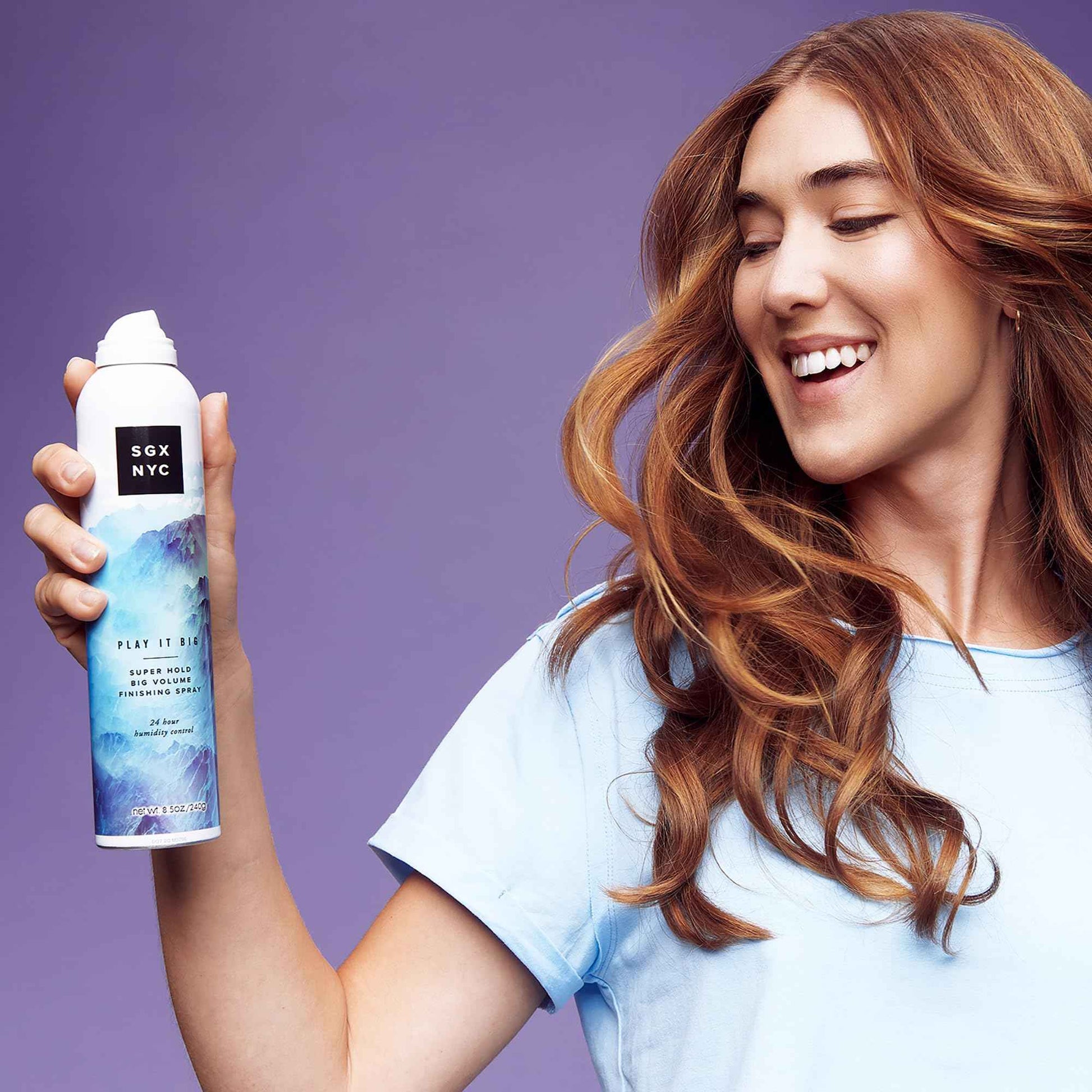 SGX NYC Play it Big Super Hold Volume Finishing Spray - Long Lasting Hair Spray with Anti Frizz Finish - Paraben Free with Coconut Oil - 4 pc